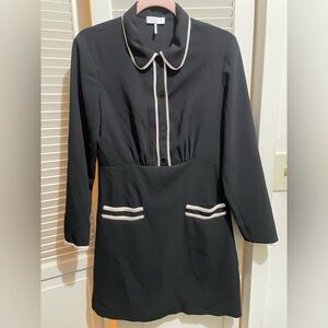 Sandro Black Dress with White Accents